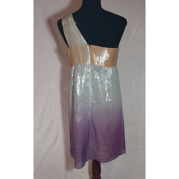 Voom by Joy Han Vintage Y2K Shimmery One Shoulder Barbie Prom Dress sz Large - Picture 2 of 5